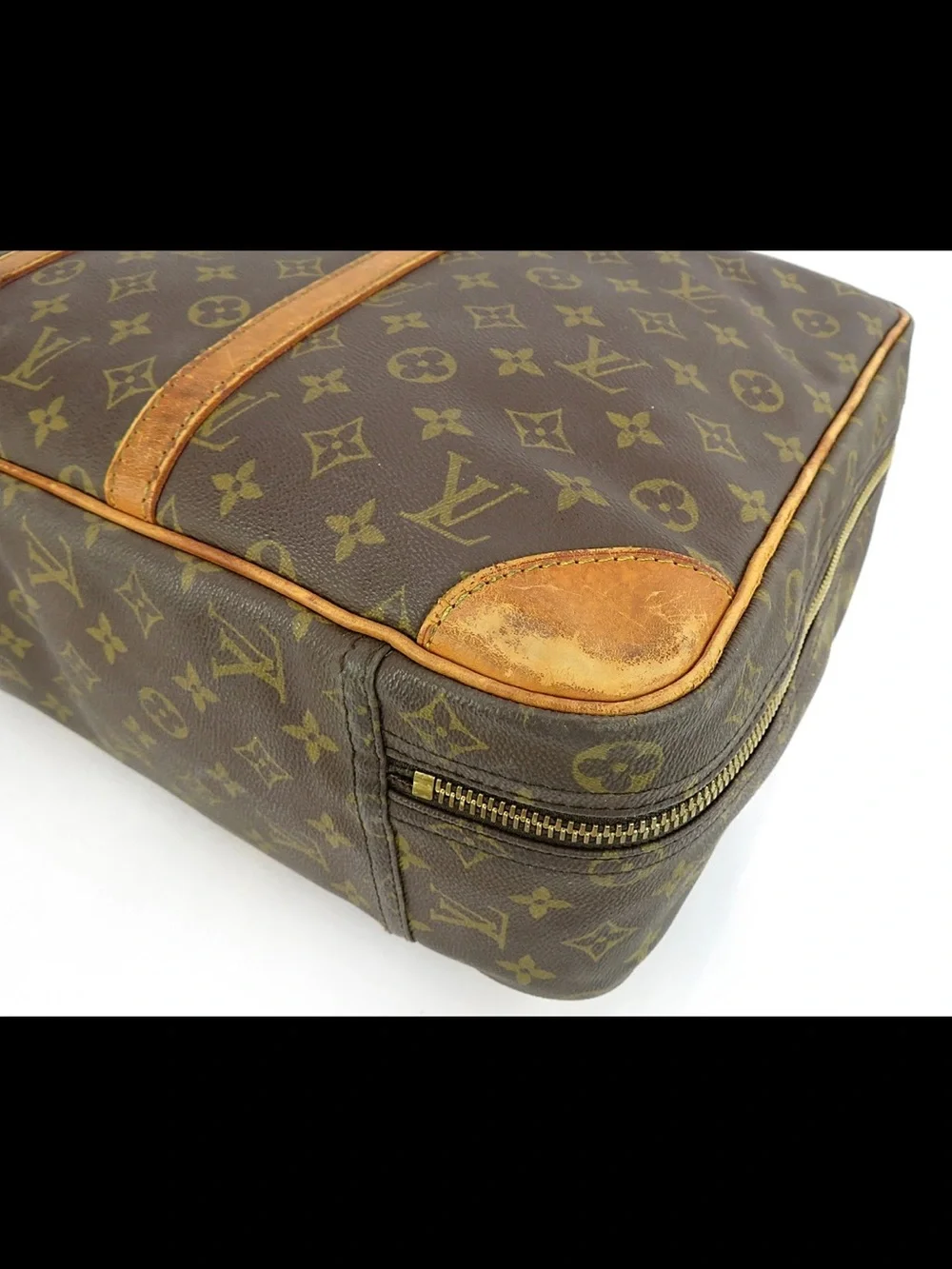Louis Vuitton Brown Monogram Canvas Briefcase with Tan Trim